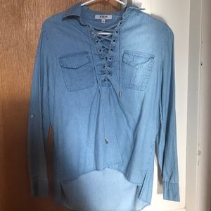 Active USA Denim Lace Up Blouse